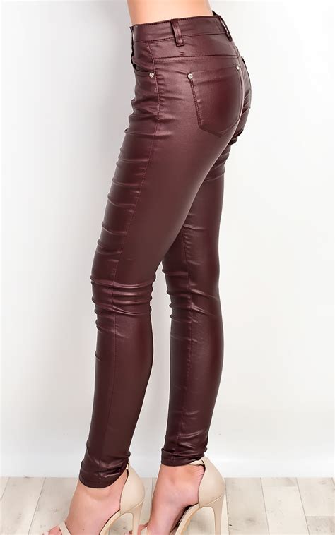women s ladies stunning faux leather tight party trousers ebay