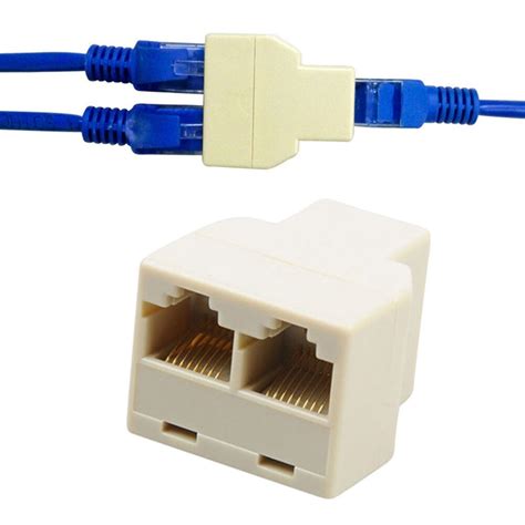 1 To 2 Ways Rj45 Lan Ethernet Network Cable Female Splitter Connector