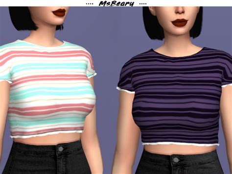 The Sims Resource White Trimmed Tshirt By Msbeary Sims 4 Downloads