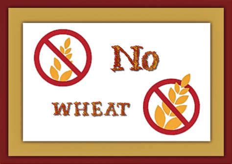 No Wheat And No Glub Sign In Front Of A White Background With Red Border