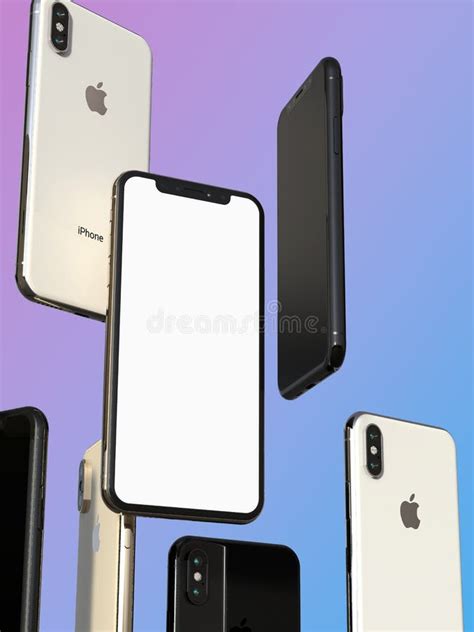 Iphone Xs Gold Silver And Space Grey Smartphones Floating In Air