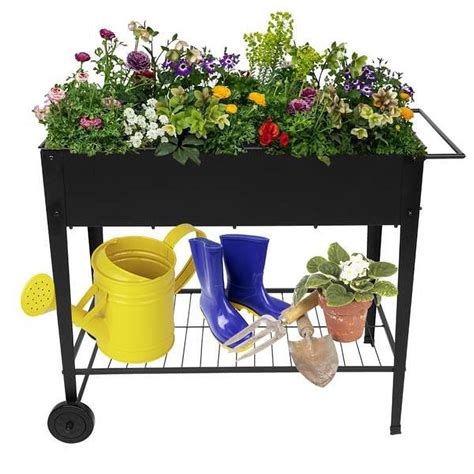 Branax Raised Garden Bed With Wheels And Legs Elevated Planter Metal