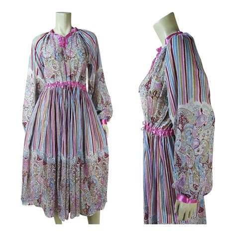 1970 s vintage gauzy printed cotton indian dress tagged size large indian dresses vintage