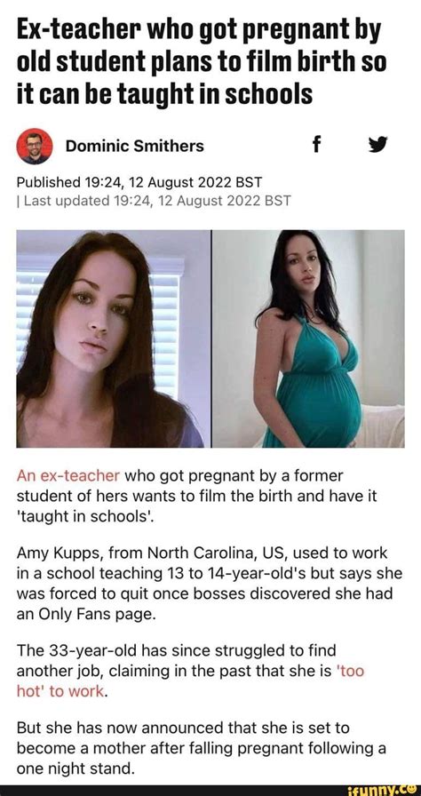 Ex Teacher Who Got Pregnant By Old Student Plans To Film Birth So It Can Be Taught In Schools