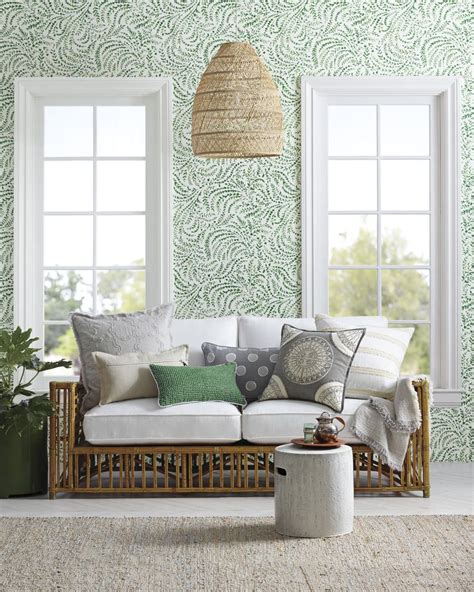 Bungalow Sofa And Priano Wallpaper Via Serena And Lily Coastal Living
