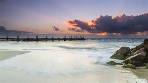 Wallpaper Landscape Sunset Sea Shore Sand Love Sky Clouds
