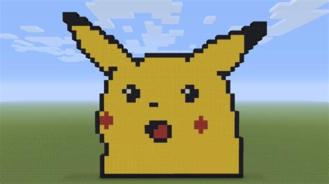 Minecraft Pixel Art Surprised Pikachu Youtube