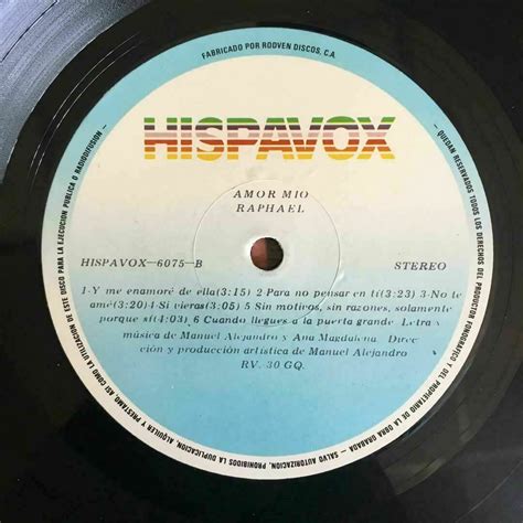 Raphael Amor Mio 1982 Vinyl Lp Latin Pop Chanson Hispavox No Te Ame
