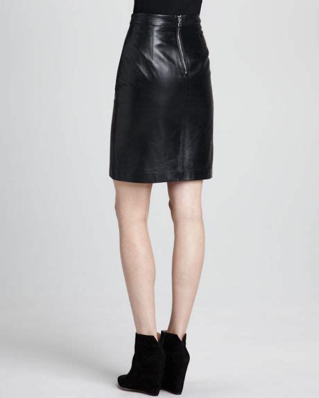 milly leather pencil skirt in black lyst