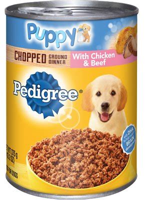 Like our first two choices, this food contains only 28% protein (dry matter basis). PEDIGREE Puppy Chopped Ground Dinner With Chicken & Beef ...