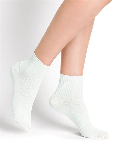 Women Cotton Socks Plain Ribbed Ankle Socks Bleuforêt
