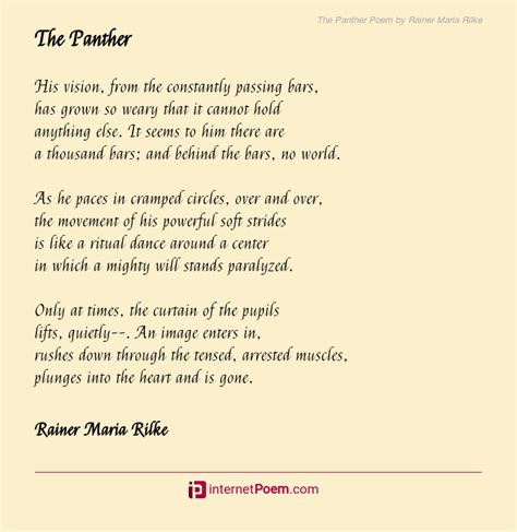 The Panther Poem By Rainer Maria Rilke