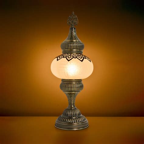 Hammered Turkish Table Lamp Moroccan Crack Clear Frosted Etsy