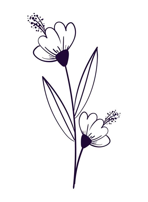 Doodle Flowers Stem 16768227 Vector Art At Vecteezy