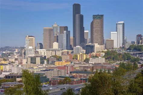 Seattle Downtown Modern Buildings Skyline Editorial Image Image Of
