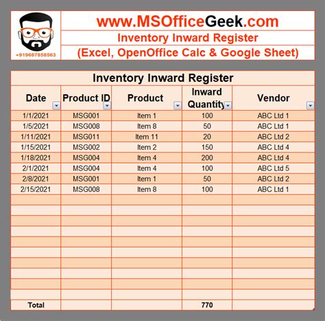 Ready To Use Excel Inventory Template Msofficegeek