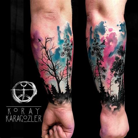 Watercolor Forest Abstract Forest Tattoo Watercolortattoo