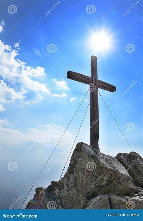 Cross On Top Of Predne Solisko Peak High Tatras Slovakia Royalty Free