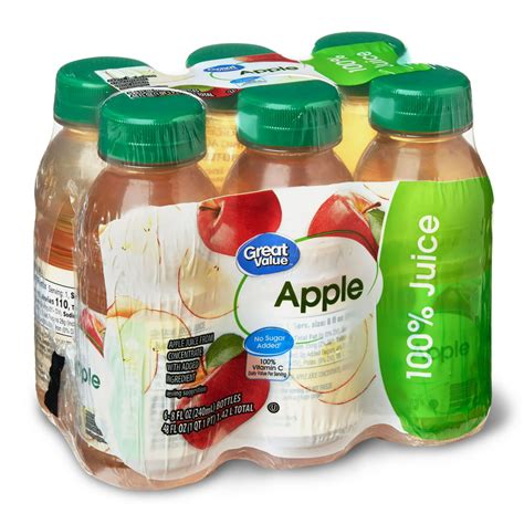Great Value Apple Juice 8 Fl Oz 6 Count