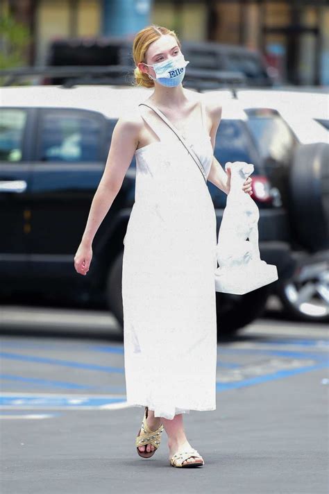 Elle Fanning In A White Dress Goes Shopping In Los Angeles 08172020