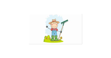 Cute Stick Figure Boy Gardener Farmer Business Card Zazzle