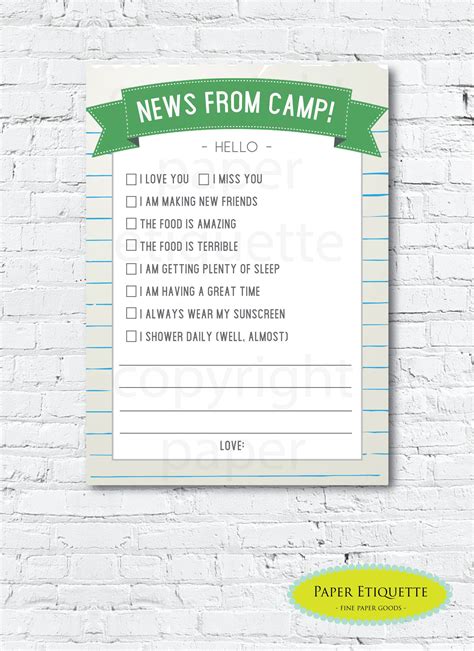 Camp Note Cards, Kids' Camp Notes, Summer Camp Stationery,Sleep Away Camp, Fill in the blank 