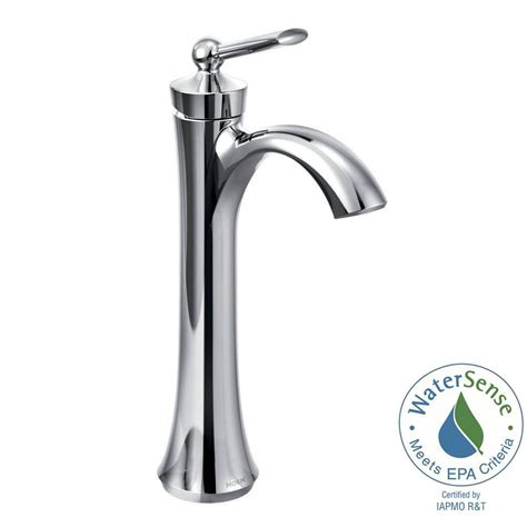 Traditional sink faucets typically stand between because of their unique styling, vessel sink faucets are generally mounted on the bathroom counter and come with a single handle to control them. MOEN Wynford Single Hole Single-Handle Vessel Bathroom ...