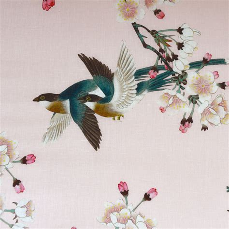 Japanese Cherry Blossom Digital Print Linen Shirting Blush Style