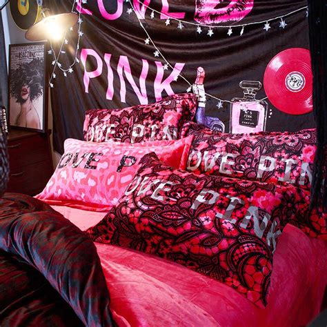 Victoria S Secret Velvet Warm Pink Printing Bedding Set Mh