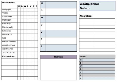 Schoonmaakrooster bar & restaurant onderdeel/ object. Weekplanner schoonmaak afspraken menu dagplanner notities ...