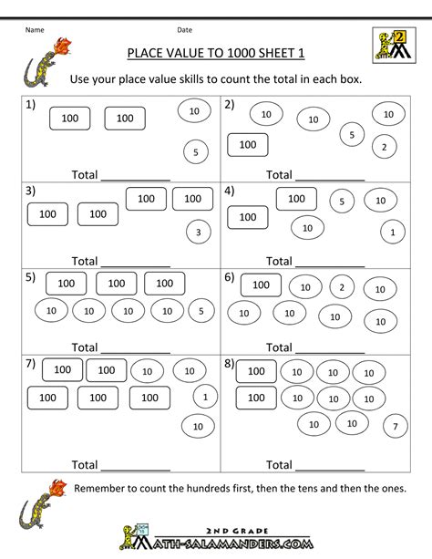 Math Place Value Worksheets To 1000