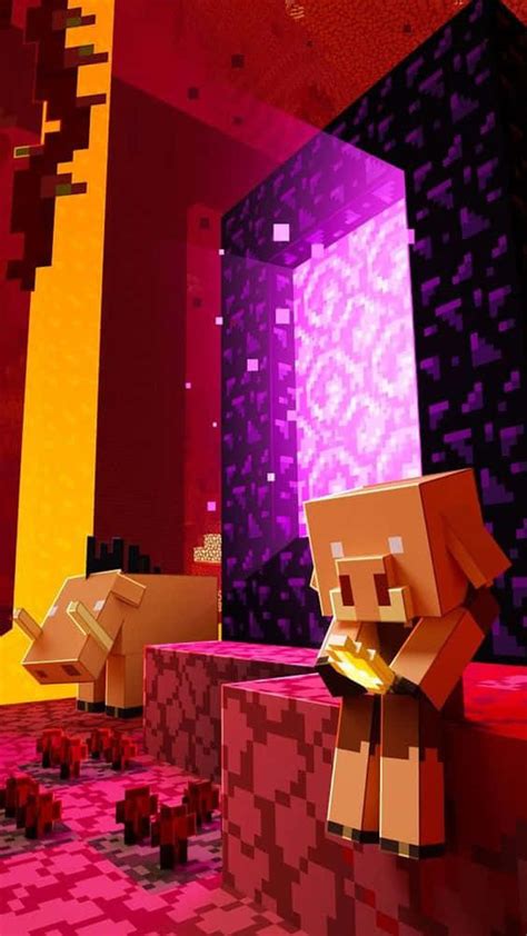 Download Minecraft Android Nether Portal Room Wallpaper