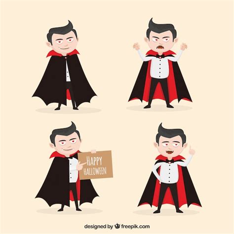 Free Vector Set Of Four Funny Vampires