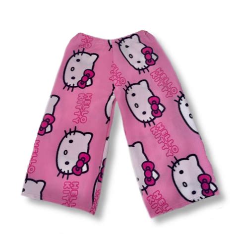 Hello Kitty Pink Hello Kitty Pants Fleece Joggers Trousers Kawaii