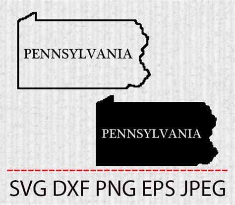Svg Pennsylvania State Outline Map Vector Layered Cut File Etsy
