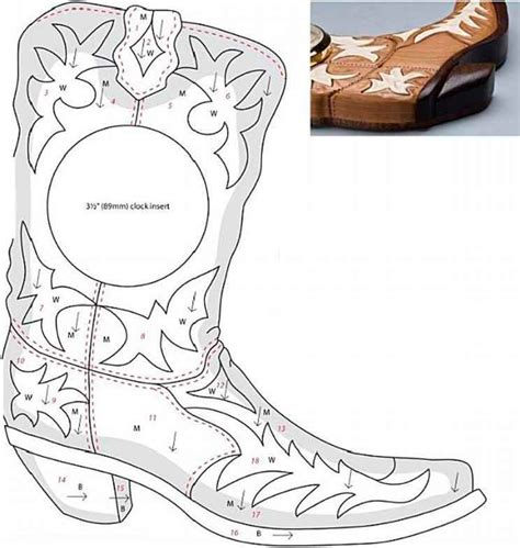 Free Cowboy Boot Outline Cowboy Boot Clock Intarsia Woodworking 2