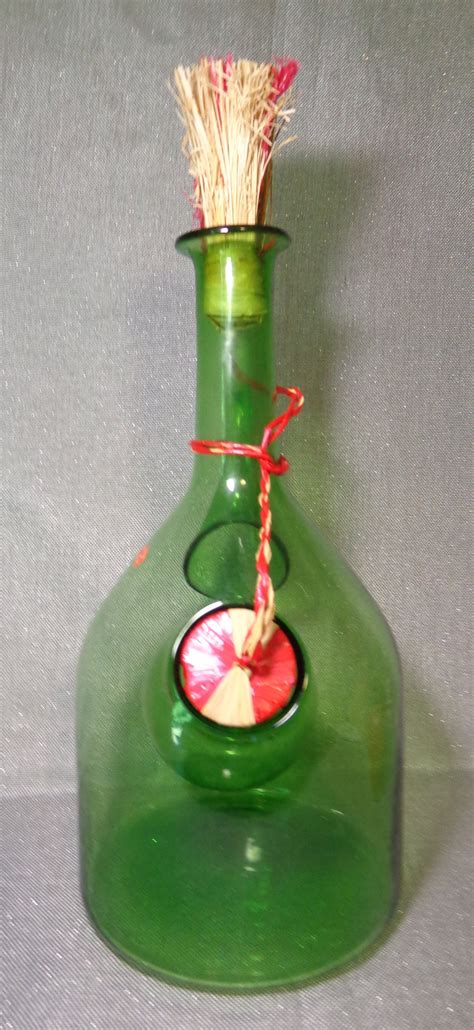 Vintage Italy Green Glass Wine Bottle With Ice Chamber Large Etsy