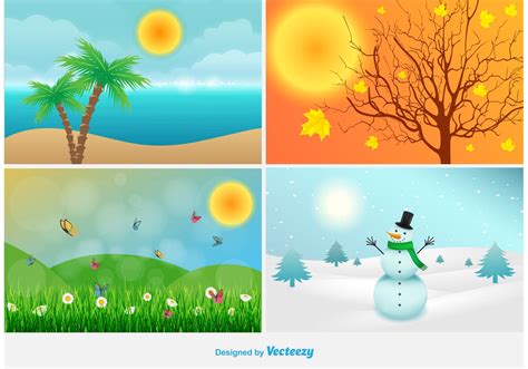 Four Seasons Landscape Illustrations 90451 Vector Art At Vecteezy