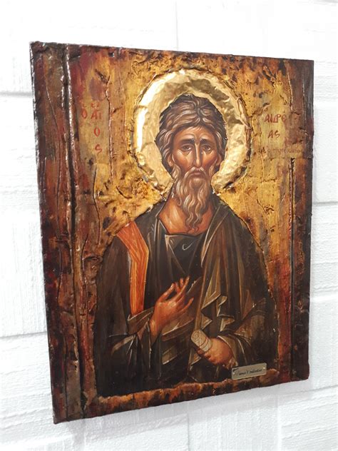 Saint St Andrew The Apostle Handmade Greek Byzantine Icon Orthodox