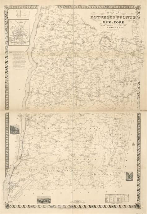 1850 Map Of Dutchess County Ny From Actual Surveys Etsy Dutchess