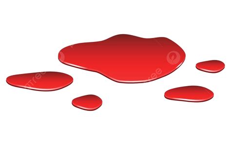 Vector Illustration Of Blood Stain With Red Drops And Blots In A Puddle
