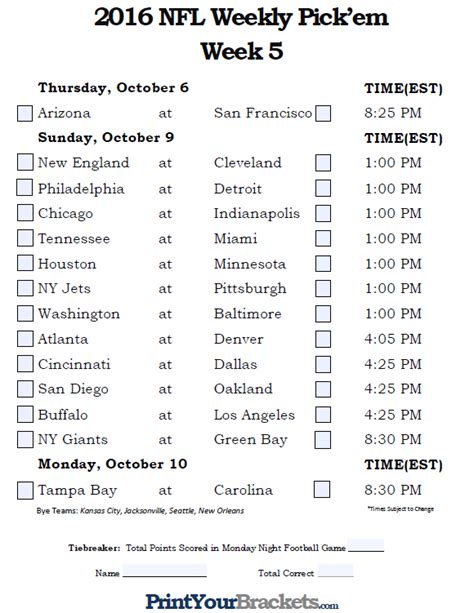 Impertinent College Football Pick Em Printable Sheets