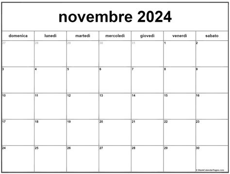 Novembre 2024 Calendario Gratis Italiano Calendario Novembre