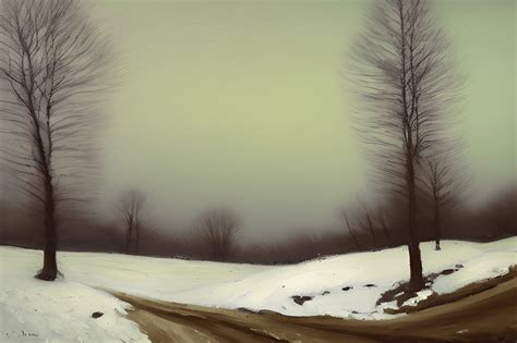 J Snowy Landscape Painting · Creative Fabrica