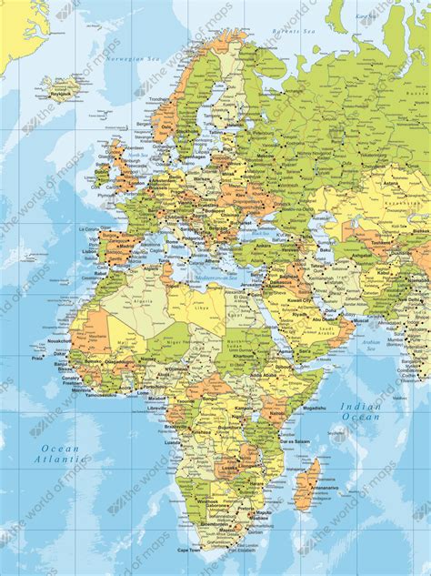 Digital Map Europe Middle East And Africa 781 The World Of