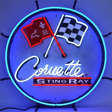 Neonetics Standard Size Neon Signs Corvette C2 Stingray Round Neon