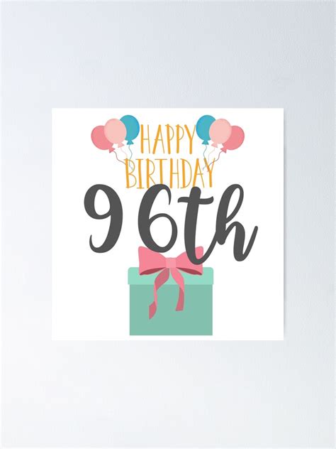 Happy Birthday Card 96th Birthday Greeting Card Poster For Sale