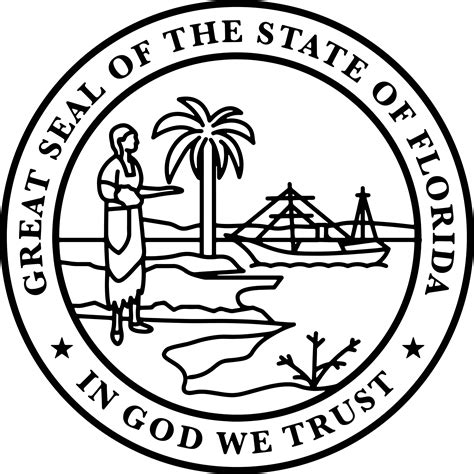The Great Seal Of The State Of Florida Black White Vector Ou Inspire