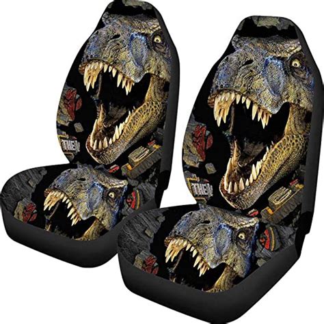 babrukda 3d dinosaur t rex pattern car seat covers for front seat 2 pcs saddle flexible
