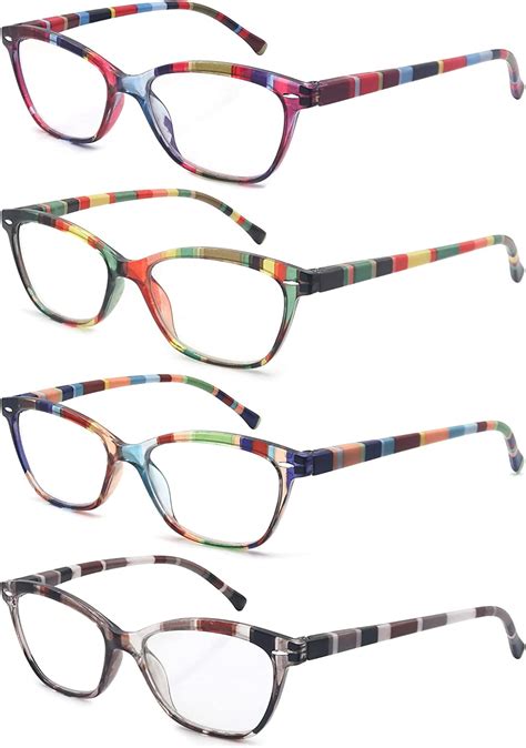 heeyyok reading glasses womens colorful beautiful pattern cat eye ladies readers glasses